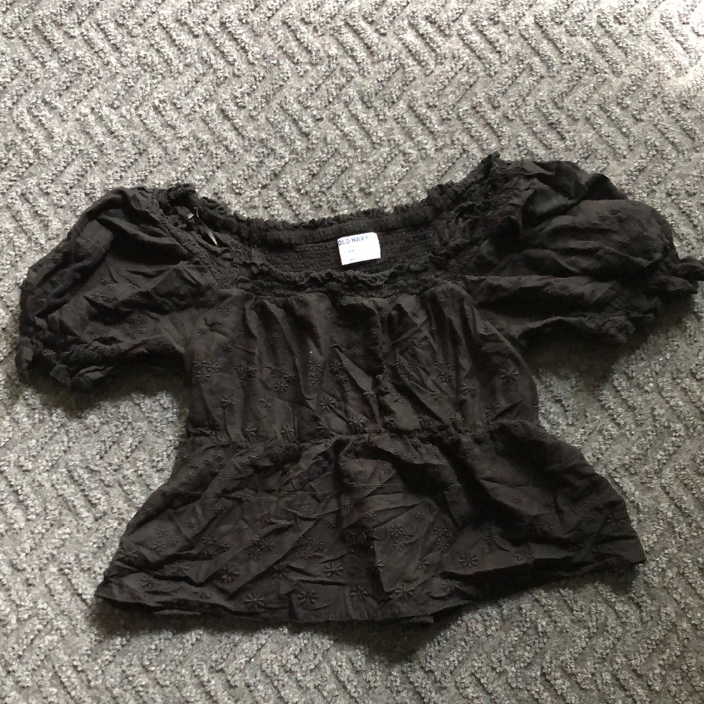 Old Navy Black Blouse with Puff Sleeves